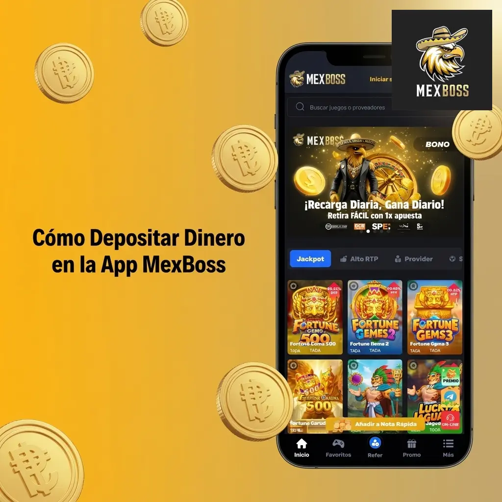 Guía de depósito en app MexBoss con métodos OXXO, SPEI, Mercado Pago y más sin comisión en MXN