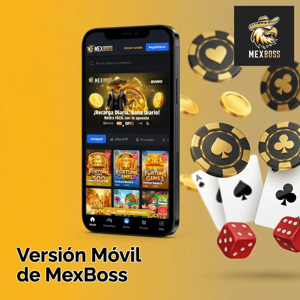 Comparación entre app y versión móvil en navegador de MexBoss para jugadores en México